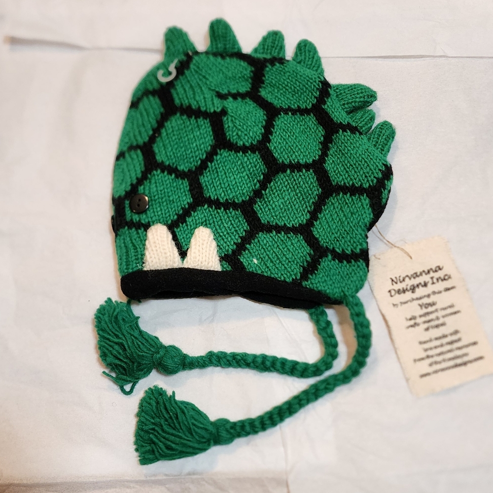 NWT Wool Dinosaur Hat - Nirvana Designs Handmade in Nepal
